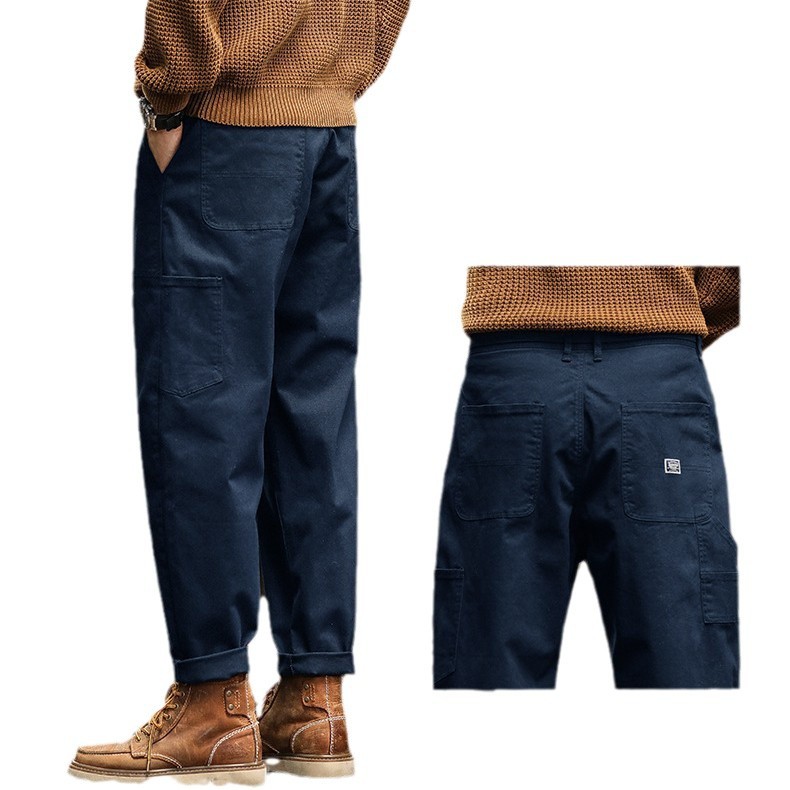 2025 Trendy Men's Casual Pants, All Seasons, Retro American Style Cargo Pants, Trendy Brand, Belt-Patchwork Straight Leg Pants - Image 5