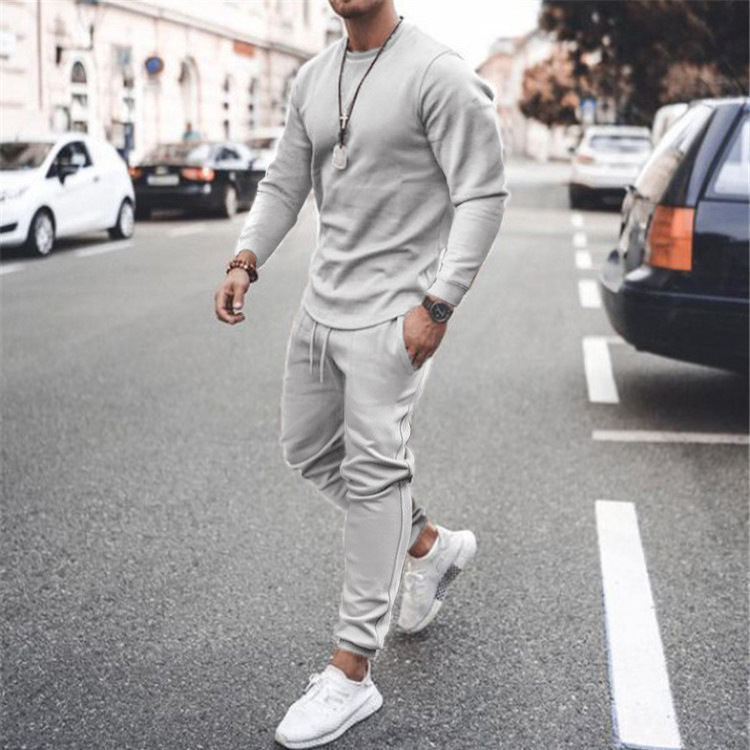 2021 Summer Cross-border European and American Independent Station Long Sleeve Casual Suit Two-piece Men's Trendy Multicolor - Image 10