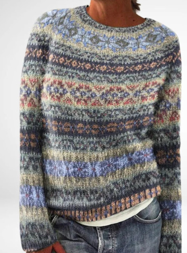 Amazon European and American new sweater women's wish hot sale round neck color matching loose fashion pullover sweater - Image 42
