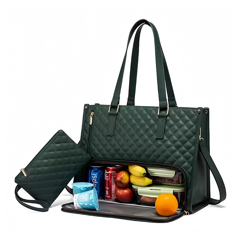 Spot new product 2 in 1 handbag lunch bag combination bag large handbag insulated lunch box female crossbody computer bag - Image 6