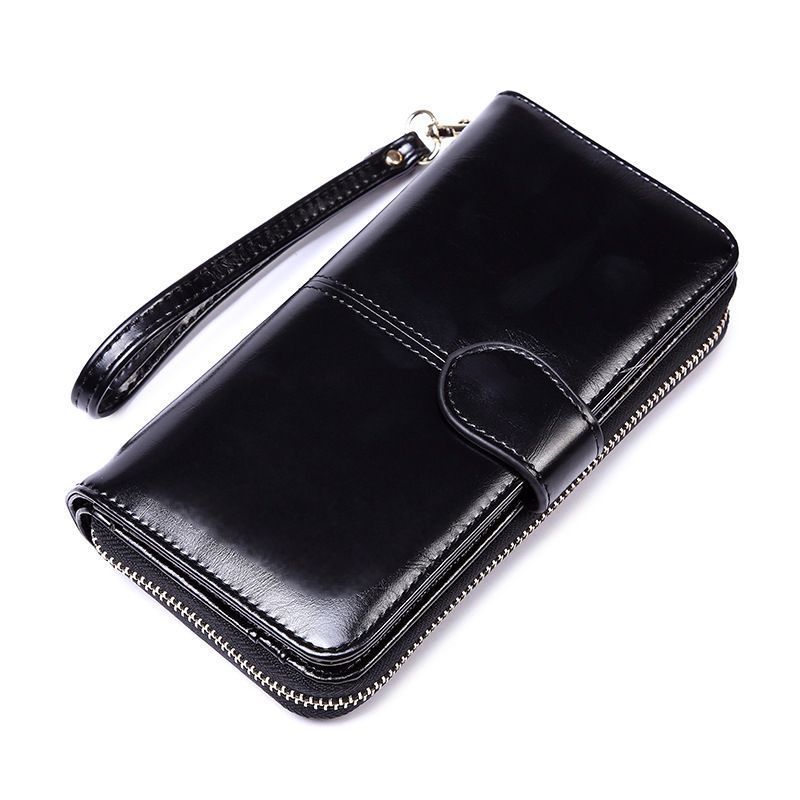 Wholesale European and American 2025 new style oil-waxed leather women's wallets, retro leather wallets, European and American large capacity long coin purses - Image 8