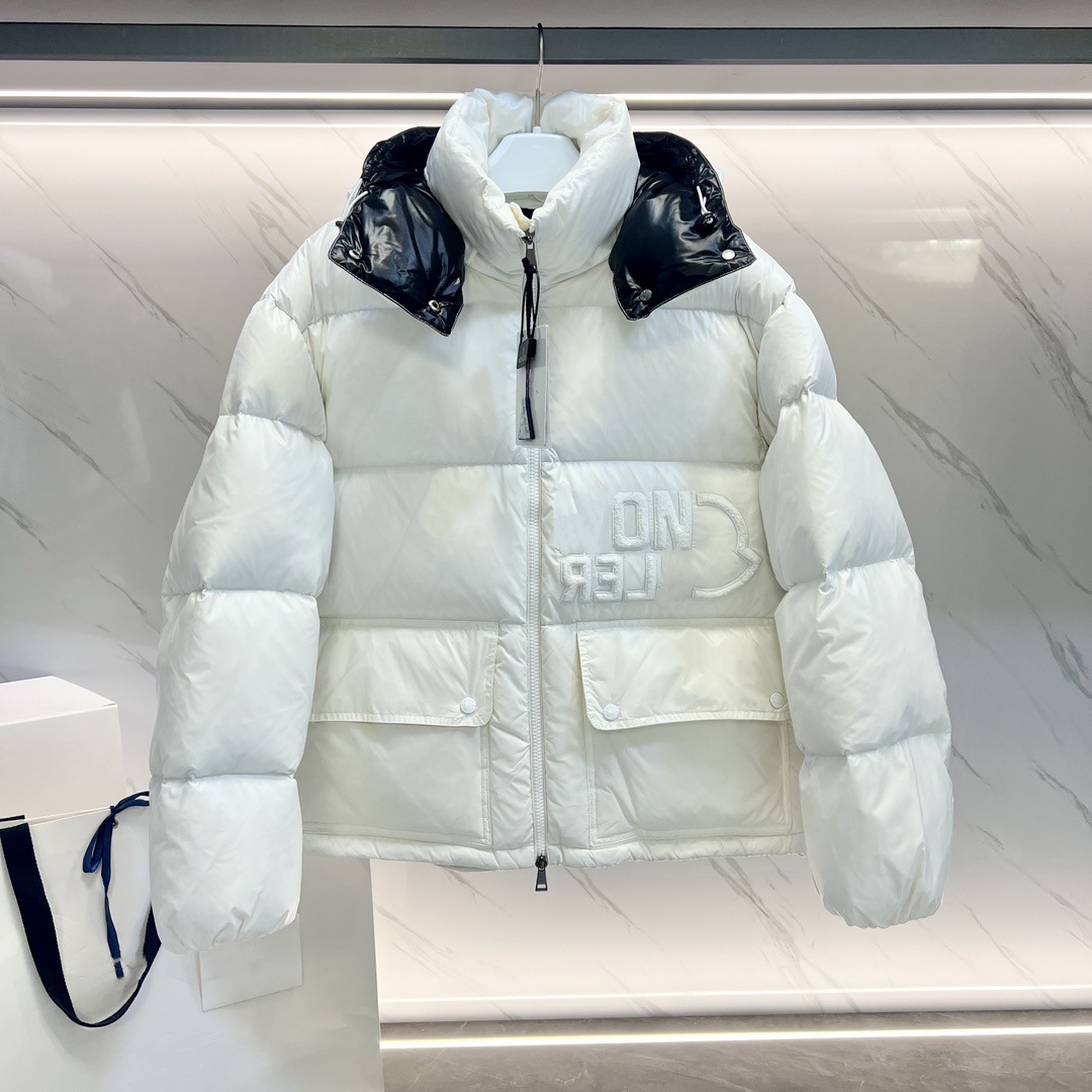Correct version M home 23SS short lacquered nylon fabric bread down jacket unisex style detachable hood - Image 6