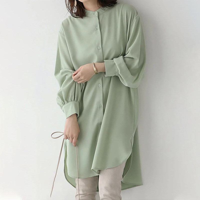 Japan Rakuten new products women's long-sleeved shirts women's loose mid-length shirt dress Amazon foreign trade - Image 3