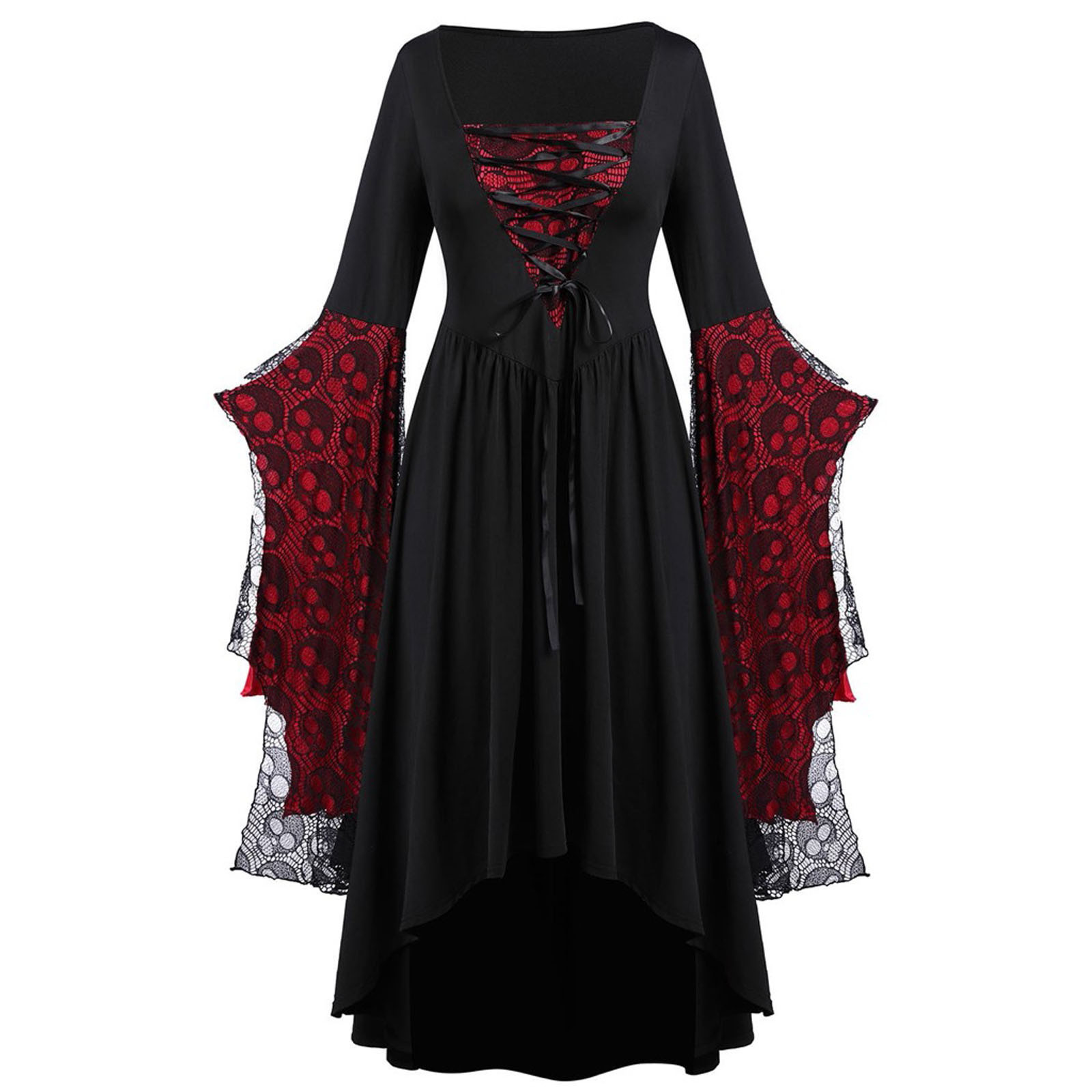 2023 Cross-border Foreign Trade Amazon Halloween European and American Costumes Skull Lace Strap Dress Hot Style Added Colors - Image 6