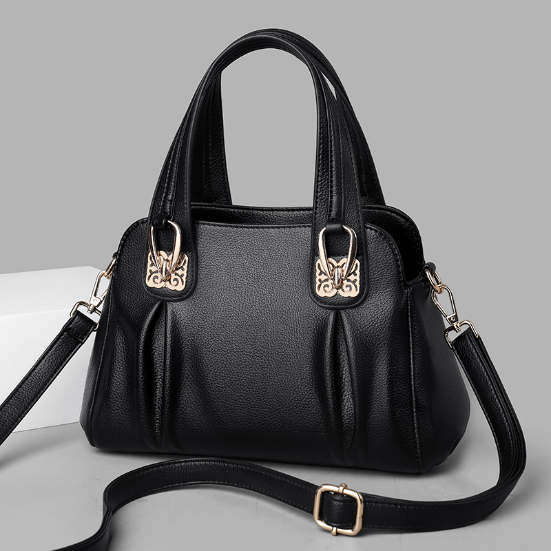 Bags 2023 new middle-aged and elderly women's casual soft leather large capacity messenger bag fashion trend handbag women's bag - Image 4