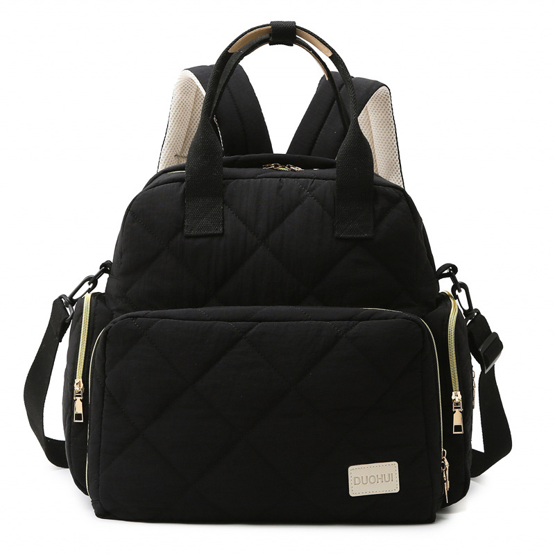 Mommy bag new clothing fabric large rhombus multifunctional mother and baby bag for going out with diaper pad large capacity mommy bag - Image 8