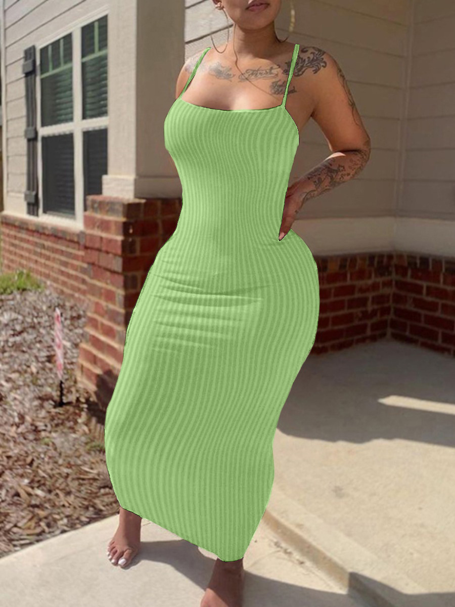Amazon Independent Station European and American cross-border sexy solid color back cross suspender women's dress - Image 3