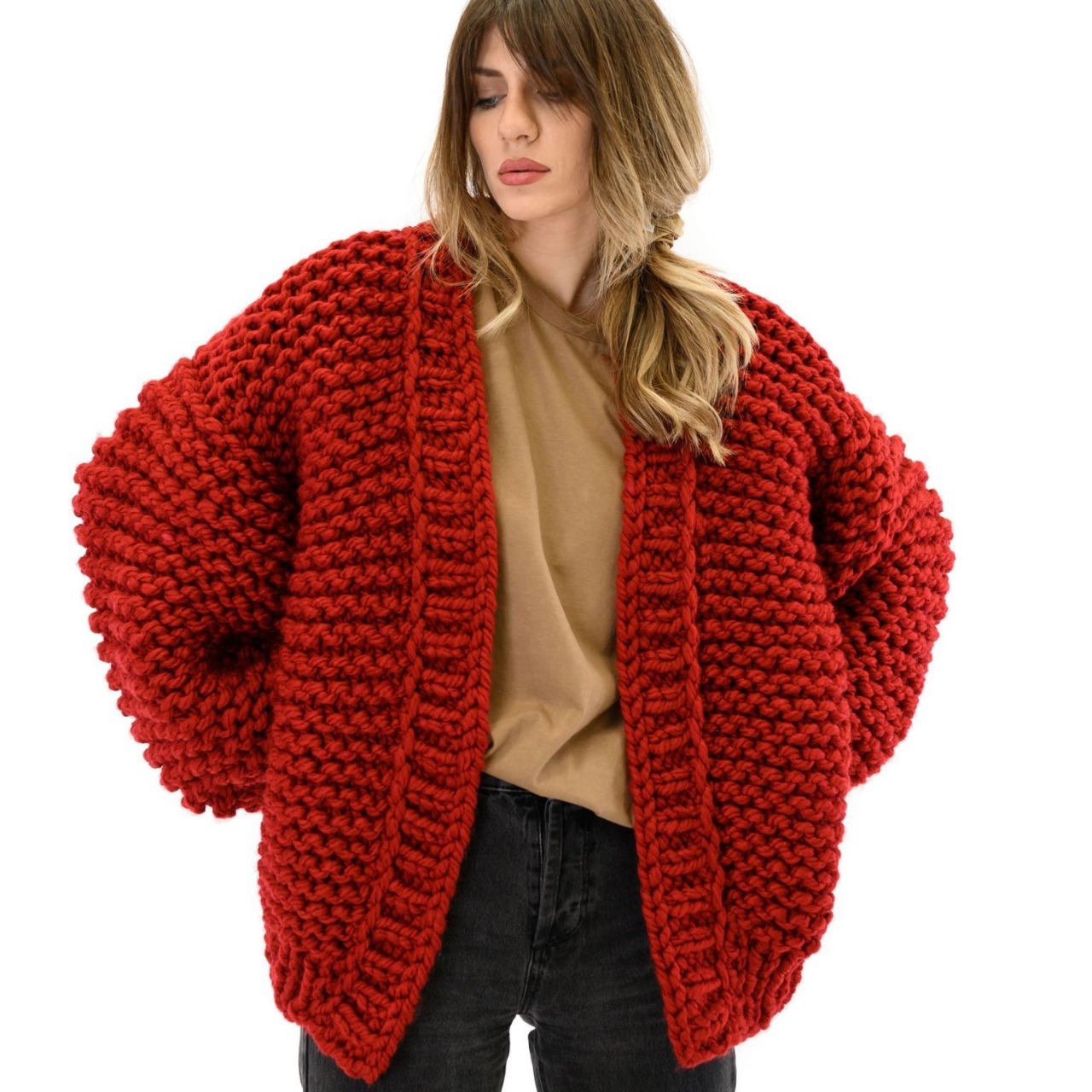 In stock, autumn/winter hand-knitted, relaxed-fit coat from Amazon, a popular cross-border e-commerce sweater among European and American bloggers. - Image 2