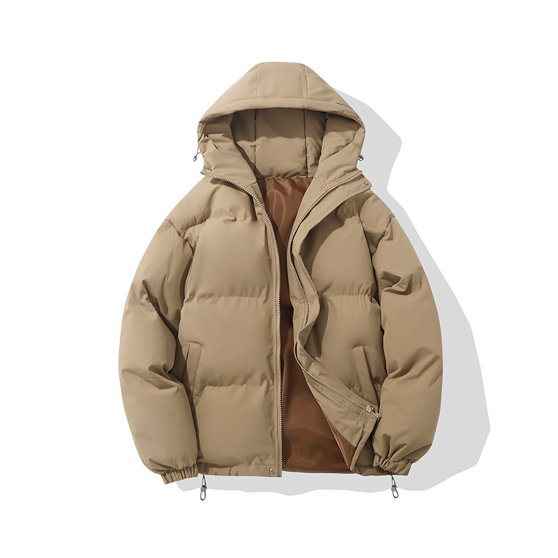 2025 new solid color hooded cotton coat for men and women winter couple Korean loose warm cotton coat casual bread cotton coat - Image 9