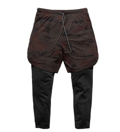 2023 Autumn New Muscle Men's Fashion Versatile Fake Two-Piece Breathable Fitness Training Running Sports Shorts - Image 2