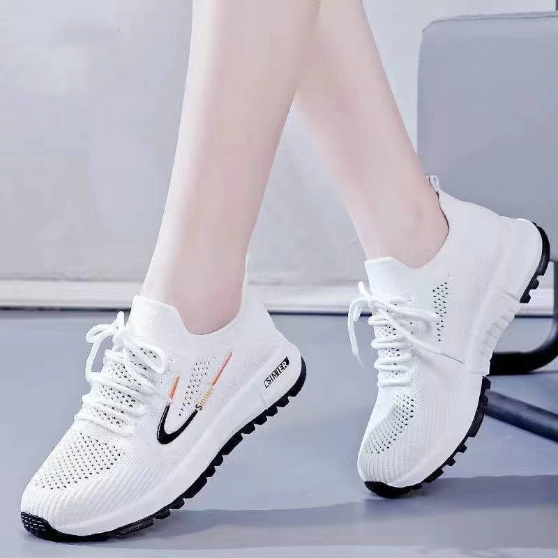 Dropshipping new women's fly woven fishnet shoes, comfortable soft-soled white shoes, fashionable lightweight student shoes, sneakers - Image 6
