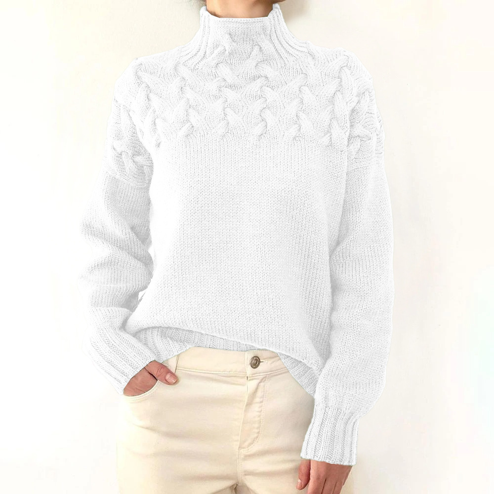 2026 Amazon Cross-Border New Women's Clothing Independent Site eBay Fashion Cable Braid Details High Neck Long Sleeve Sweater - Image 22