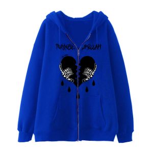 2023 Amazon's new zipper sweater spring and autumn fleece casual Y2K retro hoodie trendy men's sweater