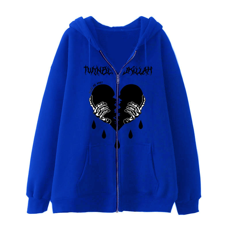 2023 Amazon's new zipper sweater spring and autumn fleece casual Y2K retro hoodie trendy men's sweater