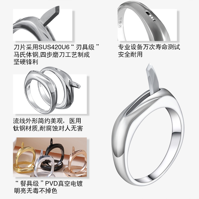 Self-defense titanium steel ring, Dreamkeeper S3 couple's concealed weapon, multi-functional ring knife, emergency anti-wolf weapon. - Image 3