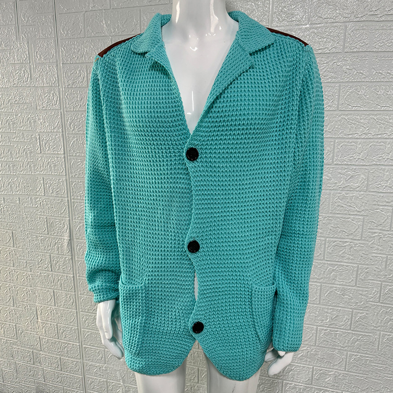 2025 Autumn/Winter New Slim Fit Cardigan with Lapel Collar, Long Sleeve, Knitted Outerwear, Cross-border European and American Plus Size Men's Sweater - Image 8