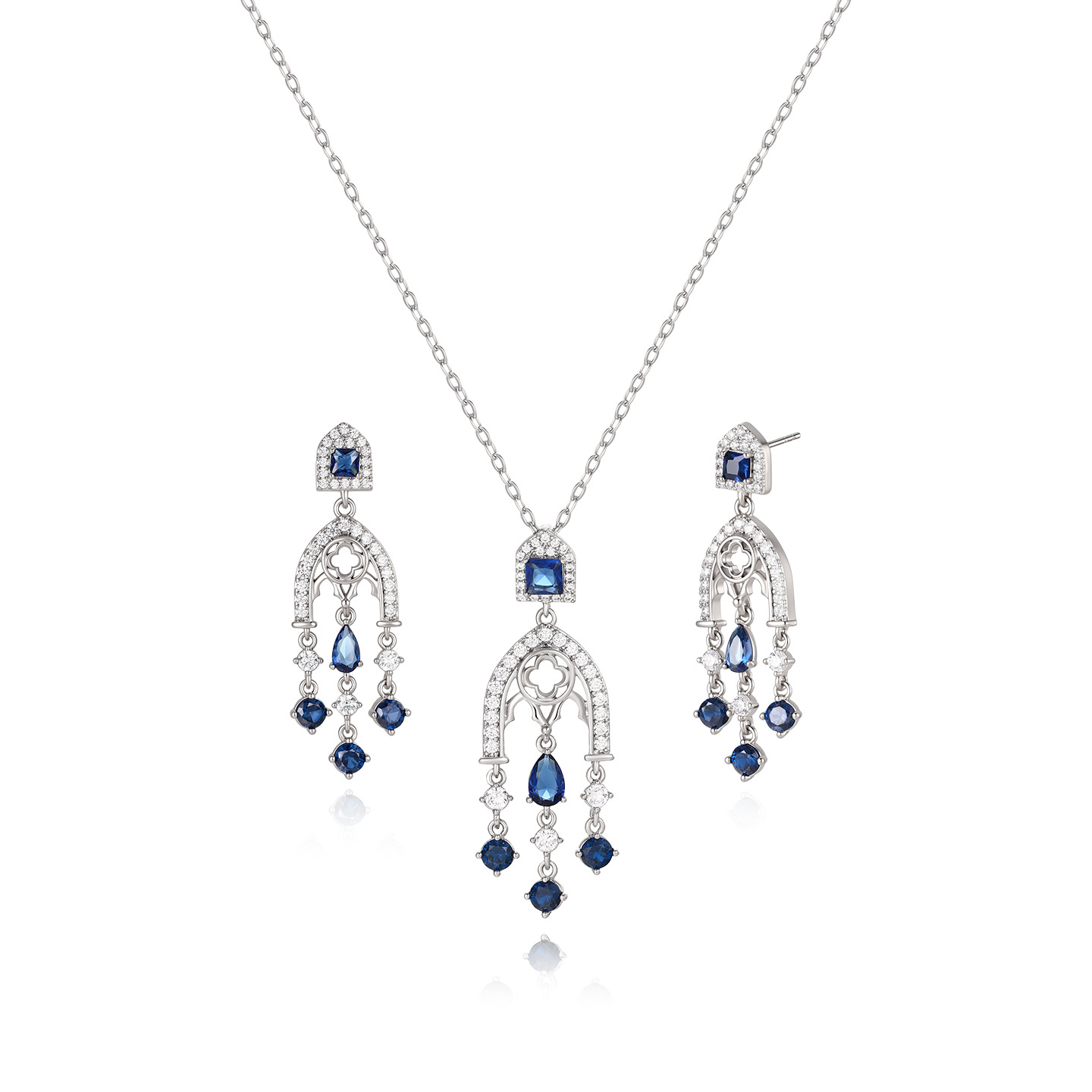 Xuping Gemstone Series Niche Earring and Necklace Set: Fashionable, Light Luxury, Teardrop Tassel, Elegant Court Style Earrings for Women - Image 6