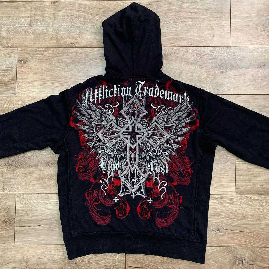 Y2K skeleton zip-up hoodie, 90s retro graphic print zip-up top, sweatshirt, sweatshirt, men's and women's. - Image 10