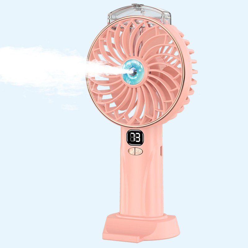 Handheld spray small fan water replenishment humidification student desktop digital display light sound brushless charging refrigeration water spray cooling fan - Image 9
