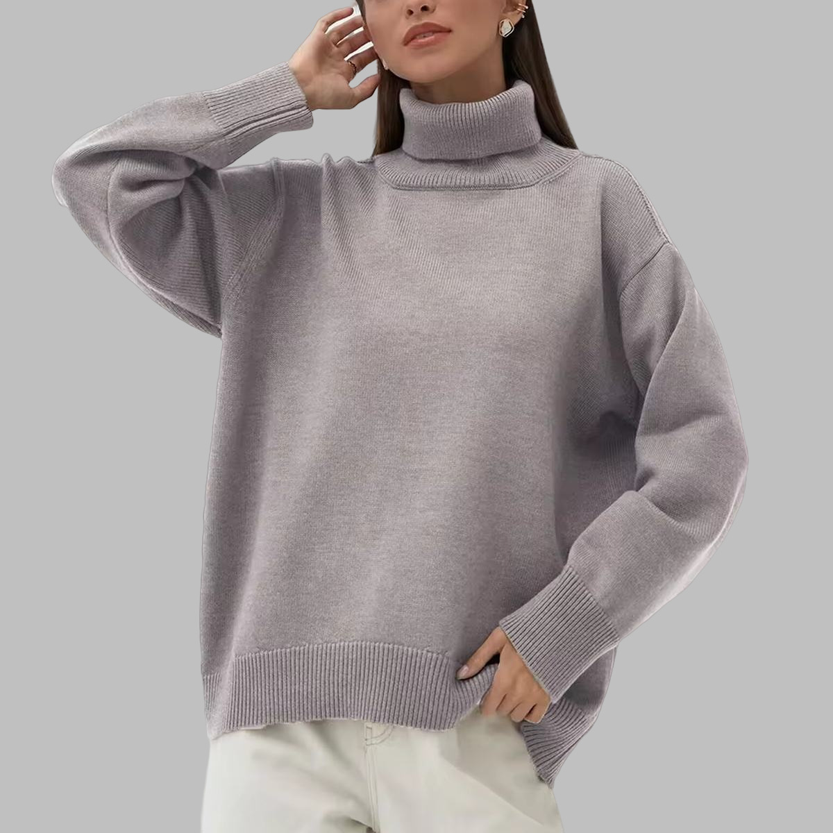 Women's solid color turtleneck sweater, European and American style, autumn and winter loose fit, versatile, classic best-selling knitwear, factory price wholesale. - Image 14