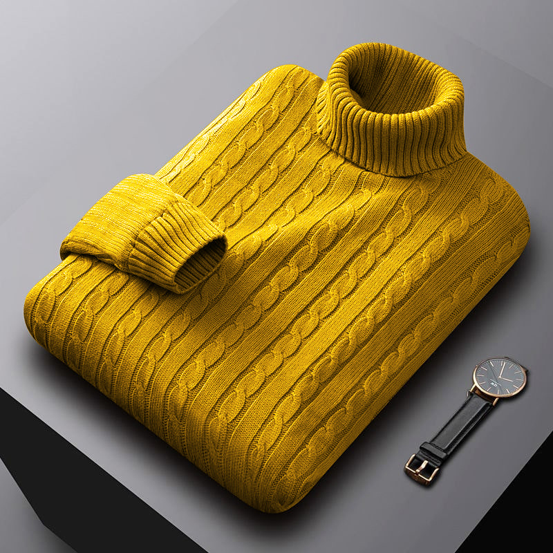Foreign trade solid color sweater men's turtleneck jacket trendy Korean version loose plus size casual all-match knitted pullover - Image 15
