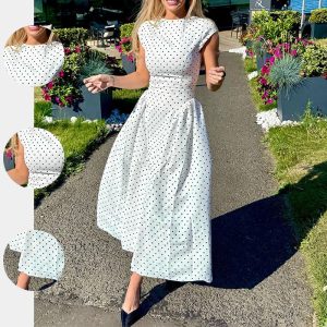 Polka-Dot Spaghetti-Strap Maxi Dress