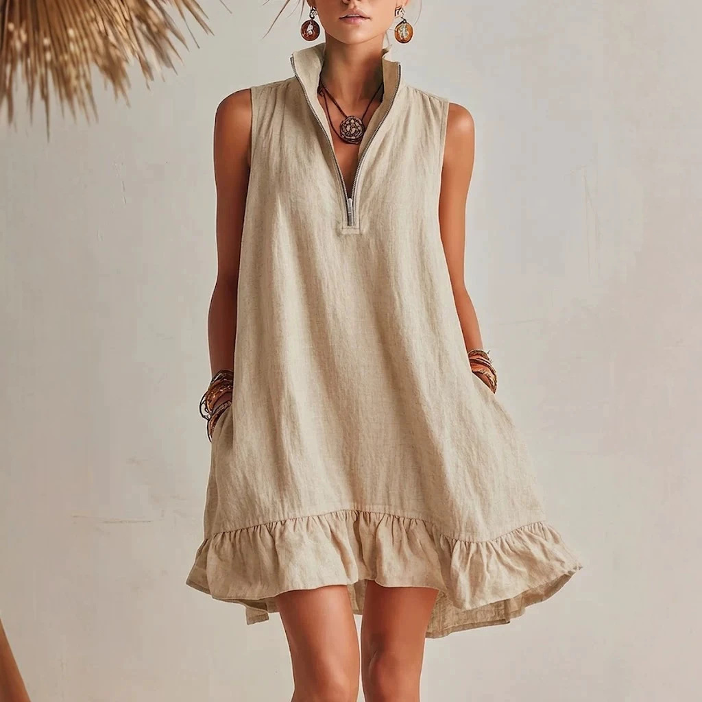 2026 New Arrival European and American Cross-Border Vacation Sleeveless V-Neck Dress, High-End Cross-Border Casual Dress - Image 2