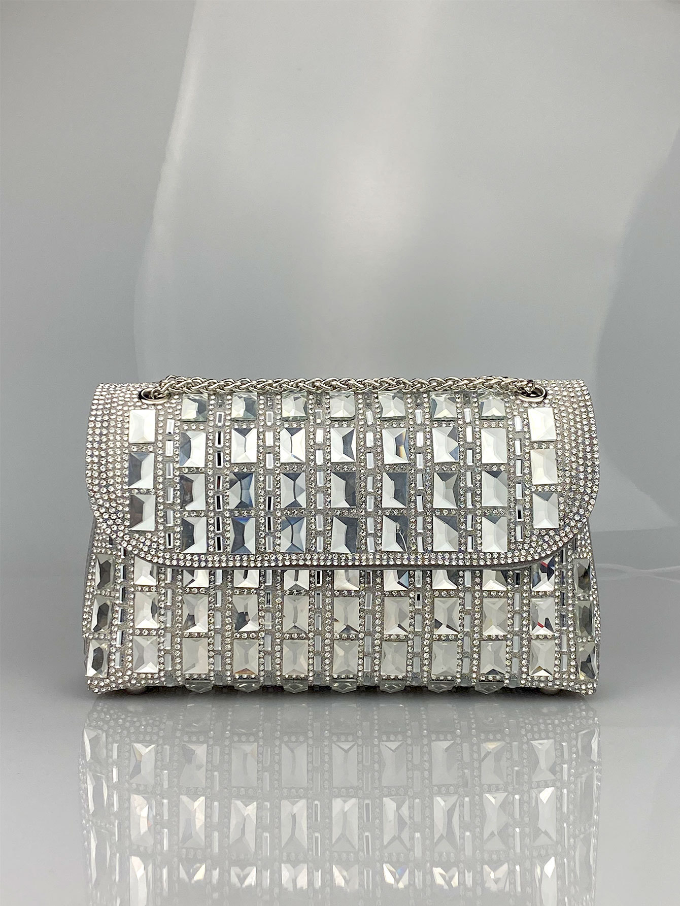 Cross-border new shiny glass evening dress celebrity rhinestone clutch bag underarm hand chain cheongsam bag dinner - Image 6