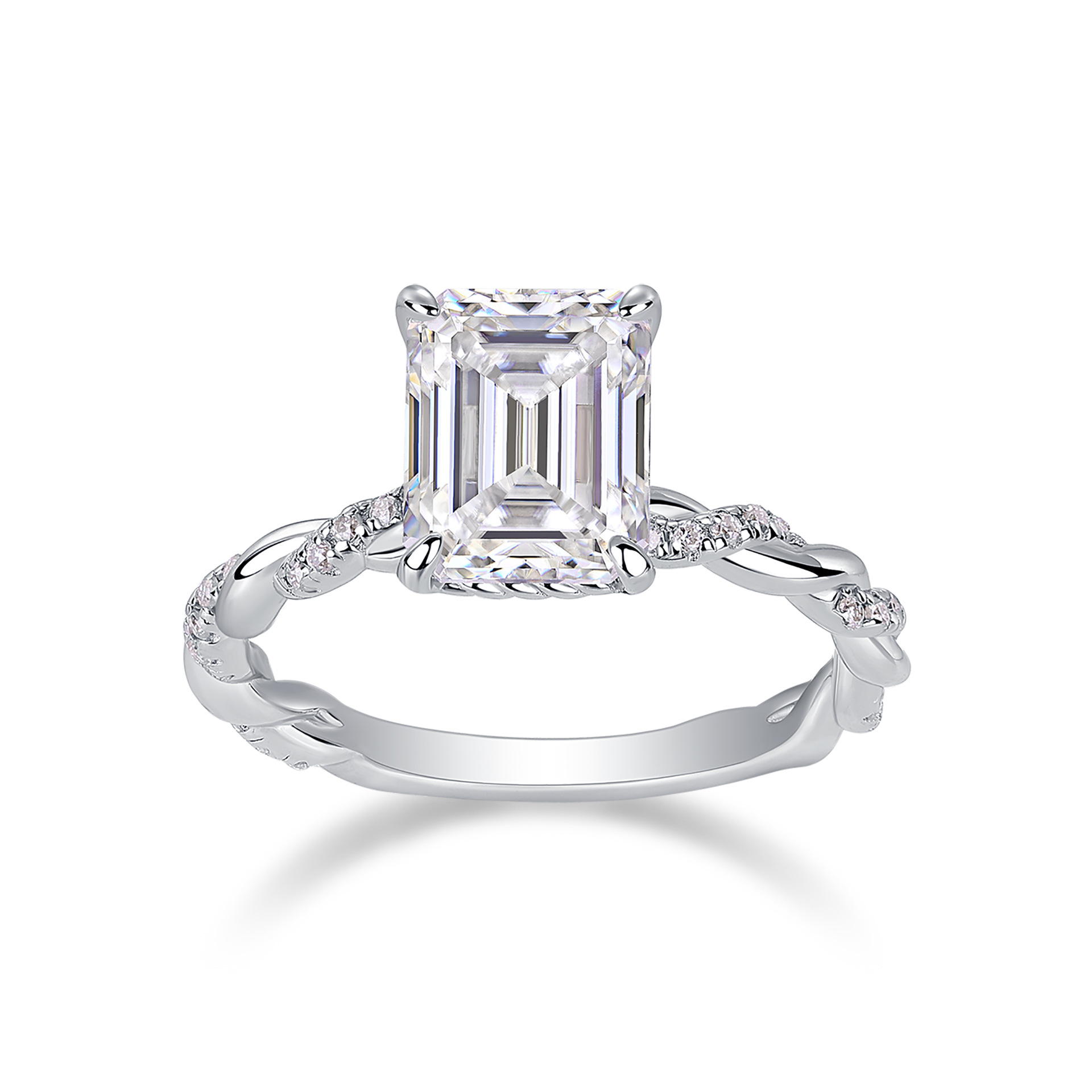 925 Sterling Silver Ring with 3 Carat Princess Chemozambique, a niche, high-end, understated luxury style, perfect for Instagram-worthy women. Available for cross-border purchase. - Image 5