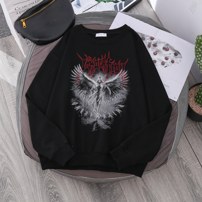 AliExpress wish cross-border new long-sleeved round neck loose street dark Harajuku fleece Y2K sweater - Image 8