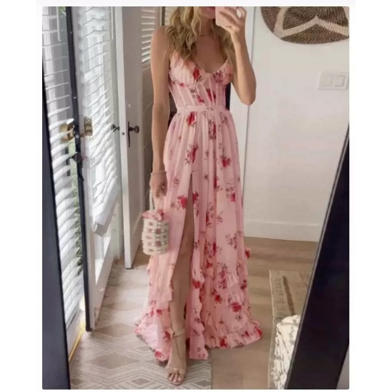 New European and American style strapless printed dress, beach vacation maxi dress - Image 5