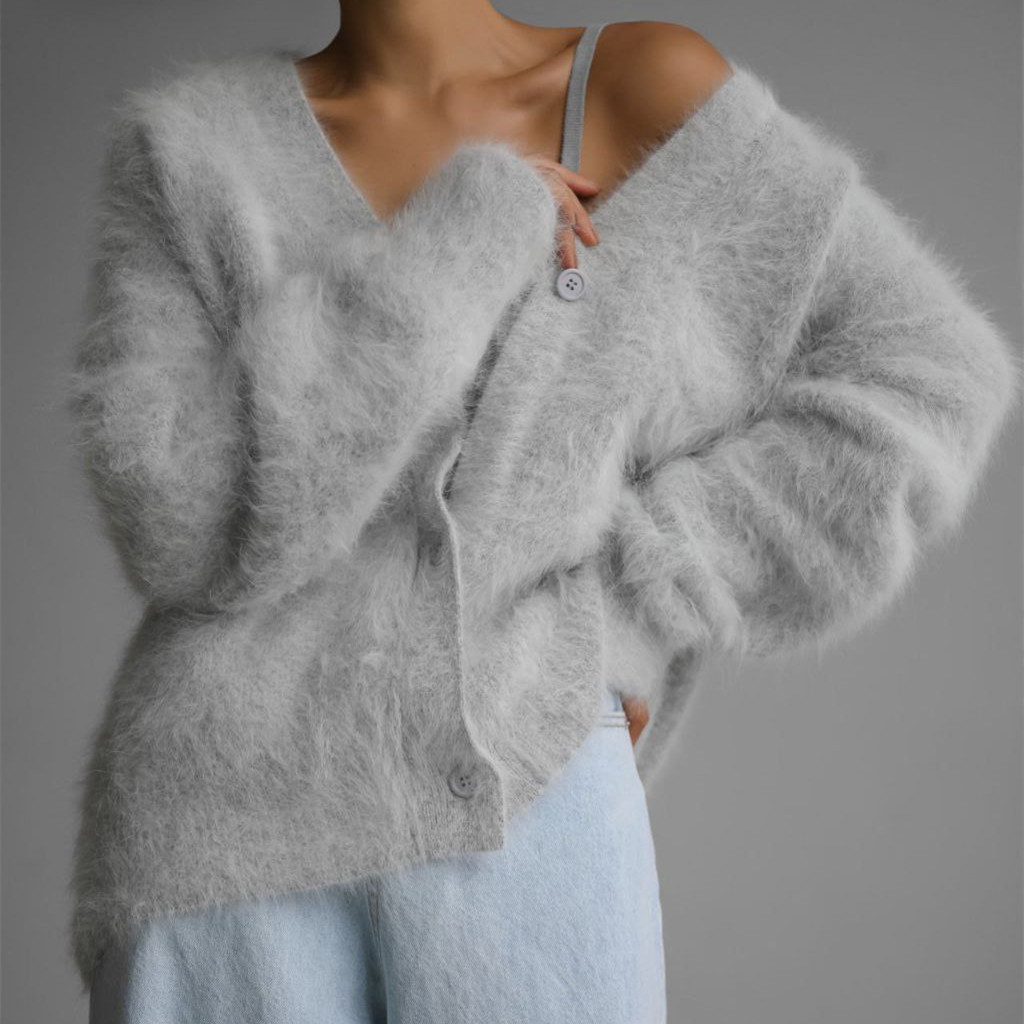2026 Cross-Border Hot Selling Spring and Autumn Faux Mink Cardigan Women's Loose-fitting Sweater Coat Soft Long-Sleeved Knitwear - Image 2