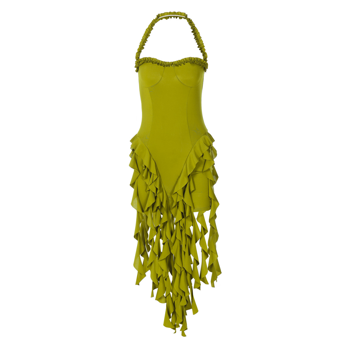 European and American style women's clothing 2025 summer new sexy backless halter neck sleeveless hip-hugging tassel irregular dress wholesale - Image 5