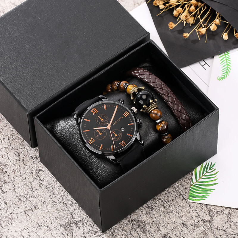 2022 new foreign trade hot selling men's set gift watch 3pcs bracelet three-piece men's watch calendar watch - Image 10