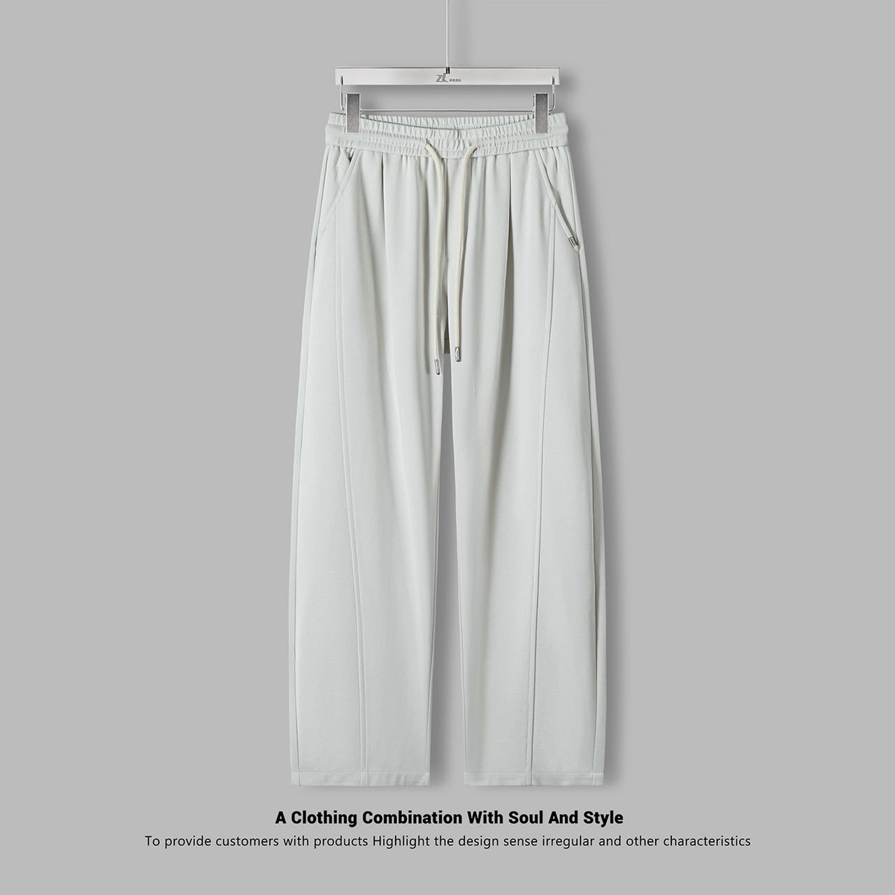 2026 Spring Youth Men's Curved Wide-Leg Casual Pants, Yunrou Trendy Brand, Simple Loose-Fitting Sports Pants, 280g - Image 2