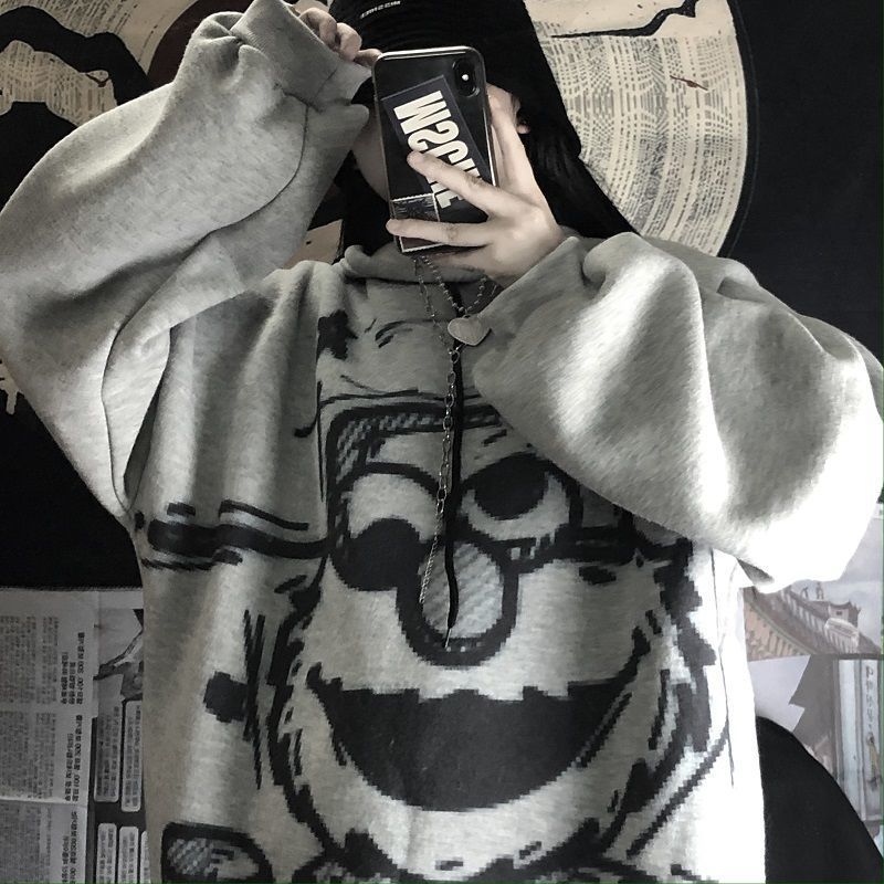 2021 Autumn and Winter Trend ins Harajuku Pink Girl Cartoon Anime Print Loose Plush Hooded Sweatshirt Women - Image 15