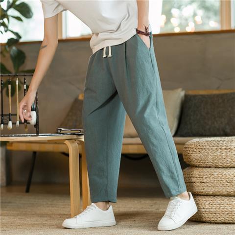 Nine-point trousers men's summer thin cotton and linen trousers loose straight large size casual trousers Chinese style men's trousers cotton and linen trousers - Image 7