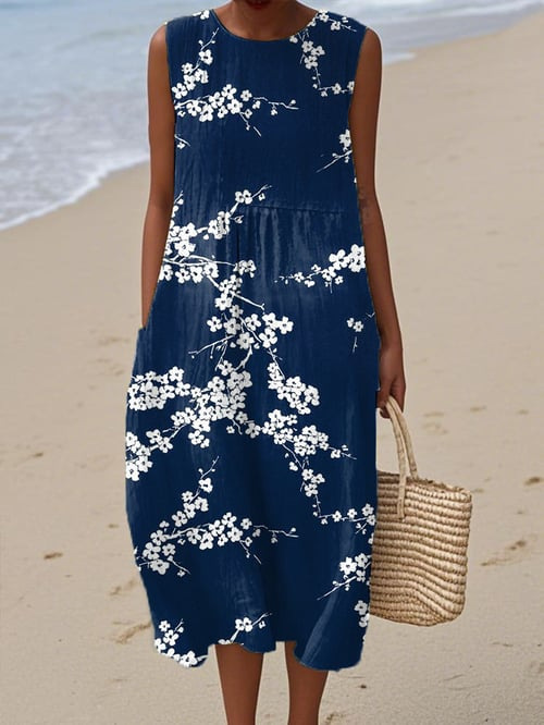 2025 European and American spring and summer new sleeveless casual printed temperament long dress slim small fresh casual dress - Image 26