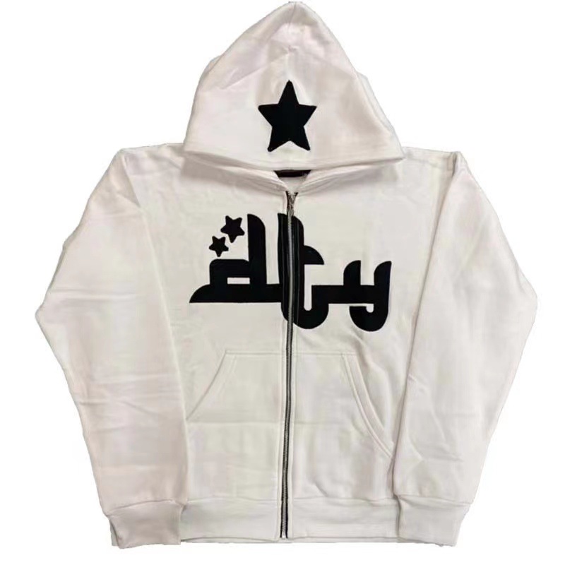Autumn and winter European and American trendy printed sweater female cardigan high street casual hip-hop metal zipper jacket male-1123 - Image 2