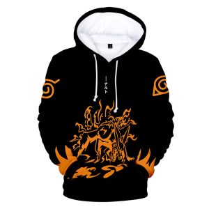 3D digital Naruto character double-layered hooded sweatshirt for men