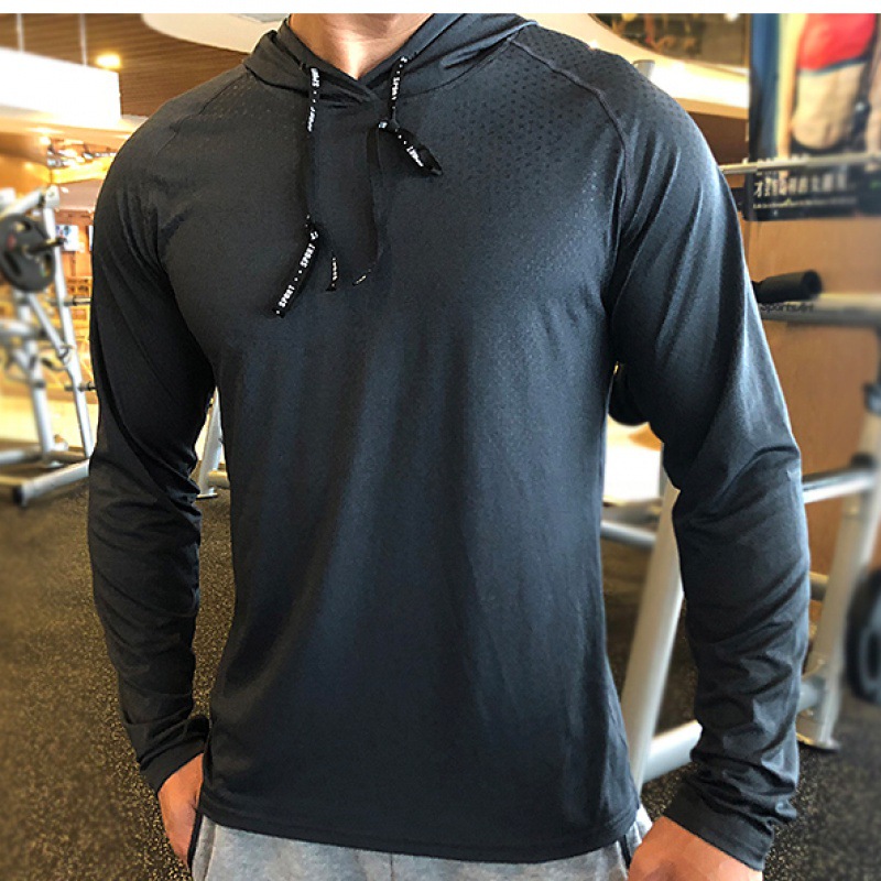 Thin sweatshirt sports long sleeve men's spring and autumn loose casual sweat-absorbent running shirt hoodie training quick-drying fitness clothes - Image 2