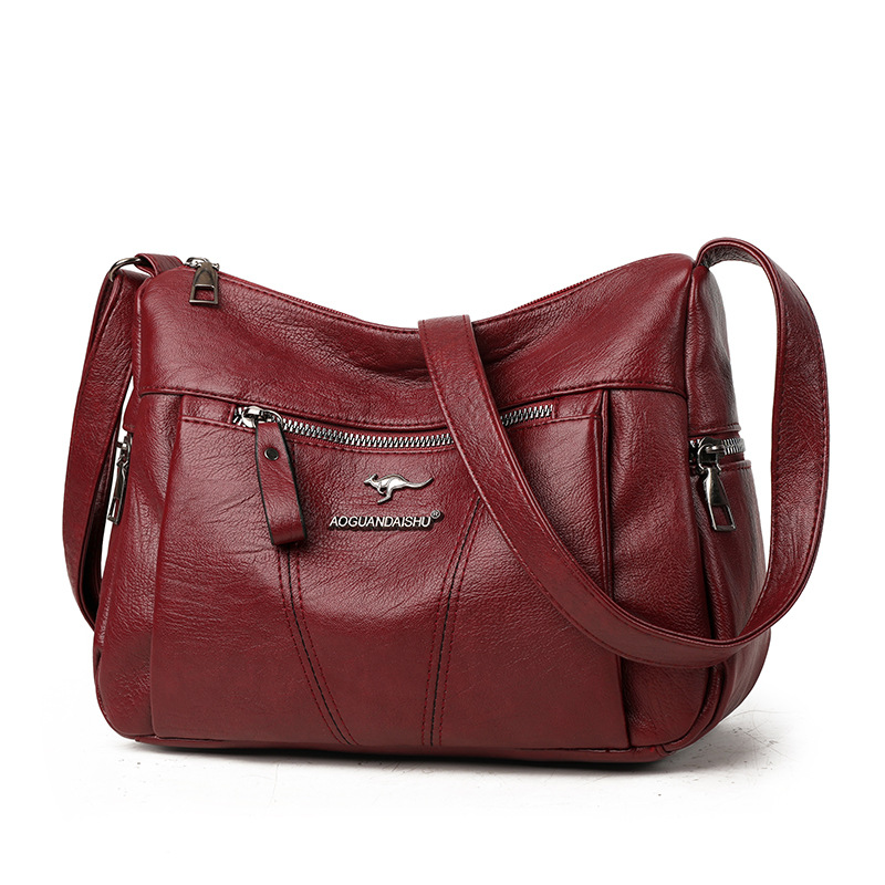 Cross-border women's bag soft leather shoulder bag trendy retro fashion Messenger bag large capacity elegant temperament mother bag - Image 5