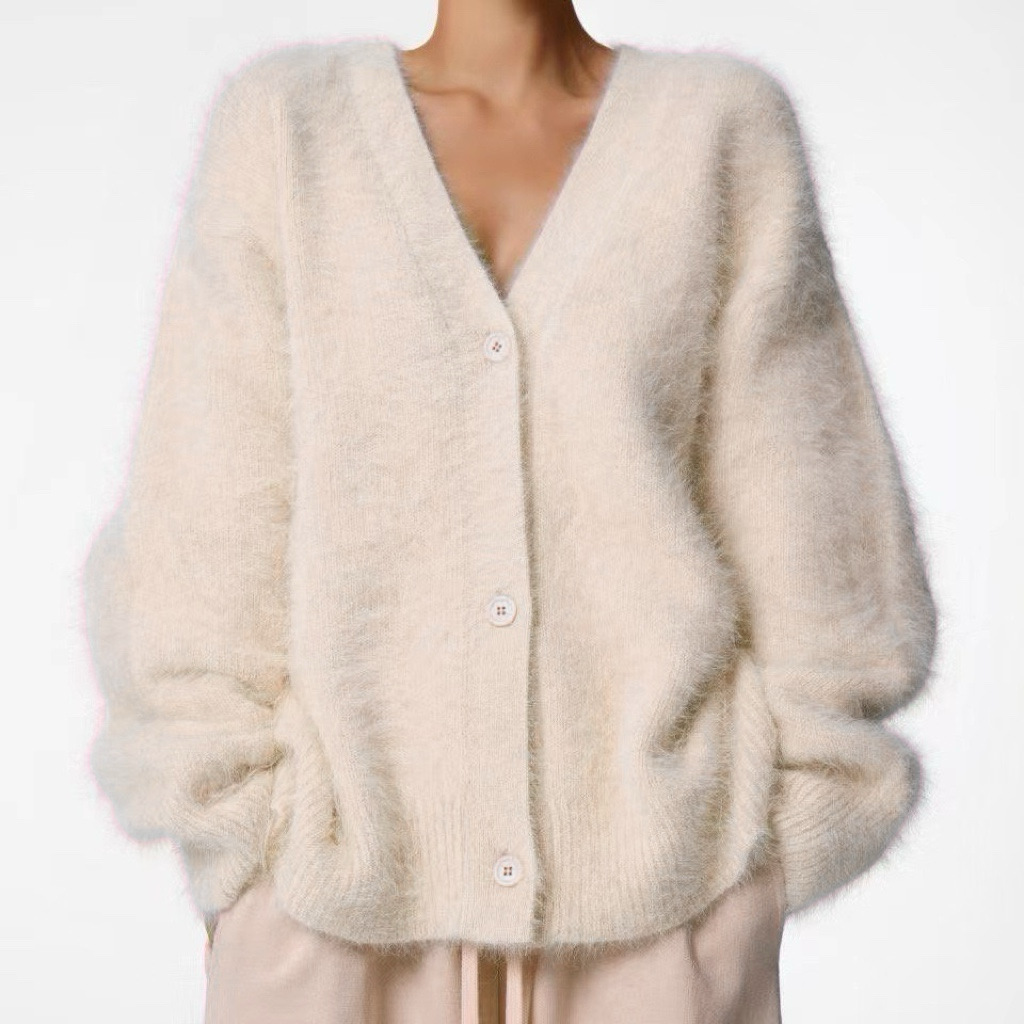 2026 Cross-Border Hot Selling Spring and Autumn Faux Mink Cardigan Women's Loose-fitting Sweater Coat Soft Long-Sleeved Knitwear - Image 8