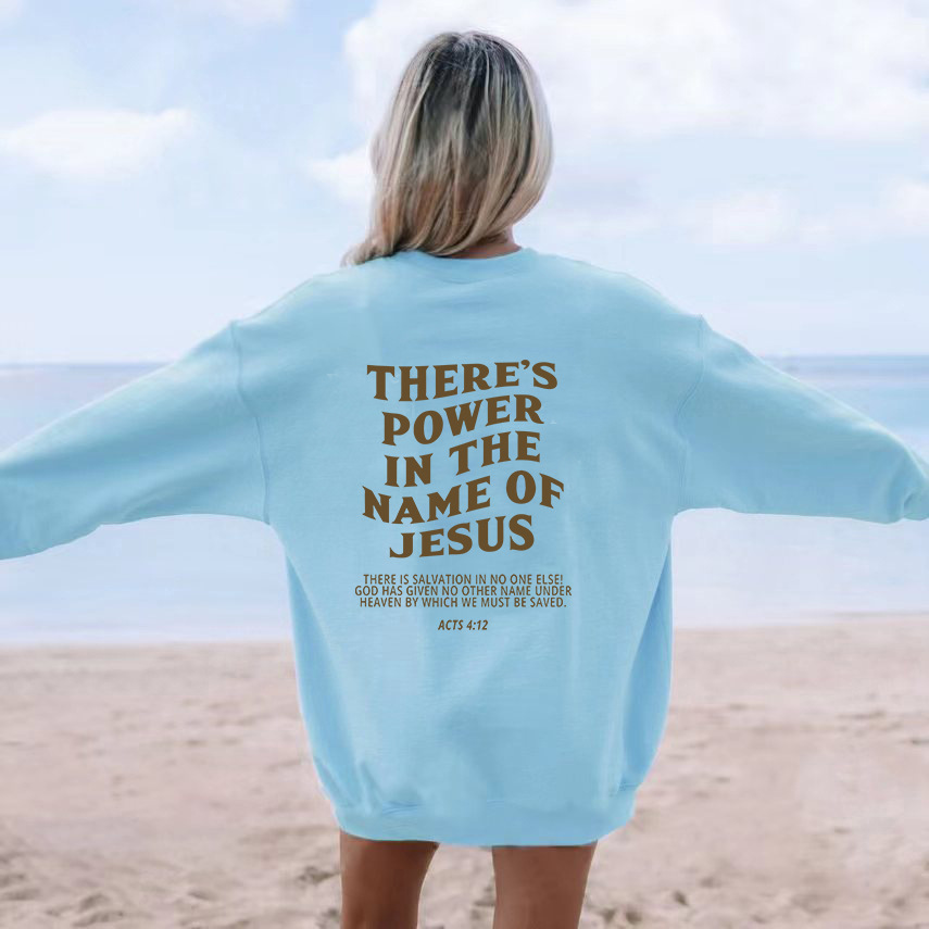 Spring and Autumn Solid Color Polyester Round Neck Printed Women's Fleece Jacket Men's and Women's Loose Pullover Tops - Image 3