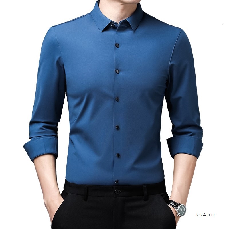 Pierre Cardin High-end Men's Silk Long-Sleeved Shirt, Thin Style, Autumn and Spring, Business Casual, Wrinkle-Free Shirt - Image 5