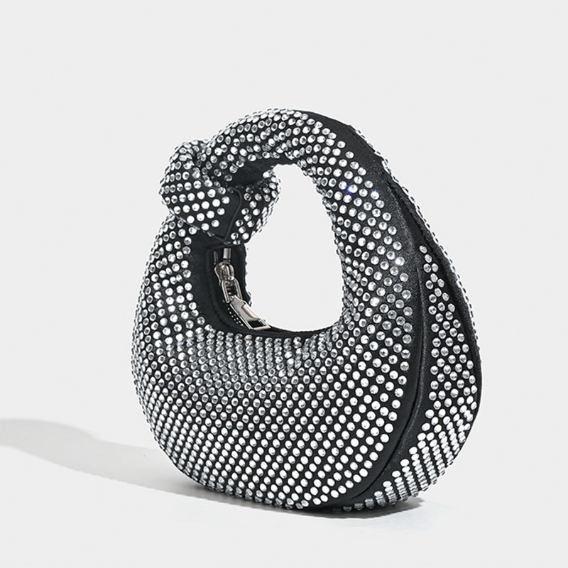 Niche design full diamond dumpling bag handbag female French lady evening bag casual all-match handbag rhinestone bag - Image 5