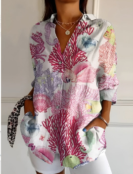 2024 New Women's Long Shirt, Summer European and American Trendy Short-Sleeve Floral Print 3D Short Sleeve Fashion - Image 11