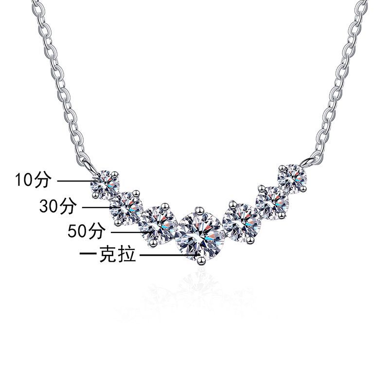 S925 sterling silver pendant for women, plated with Pt950, featuring a 1.7-carat D-color moissanite design inspired by the Seven Princesses necklace, in a traditional Chinese style. - Image 6
