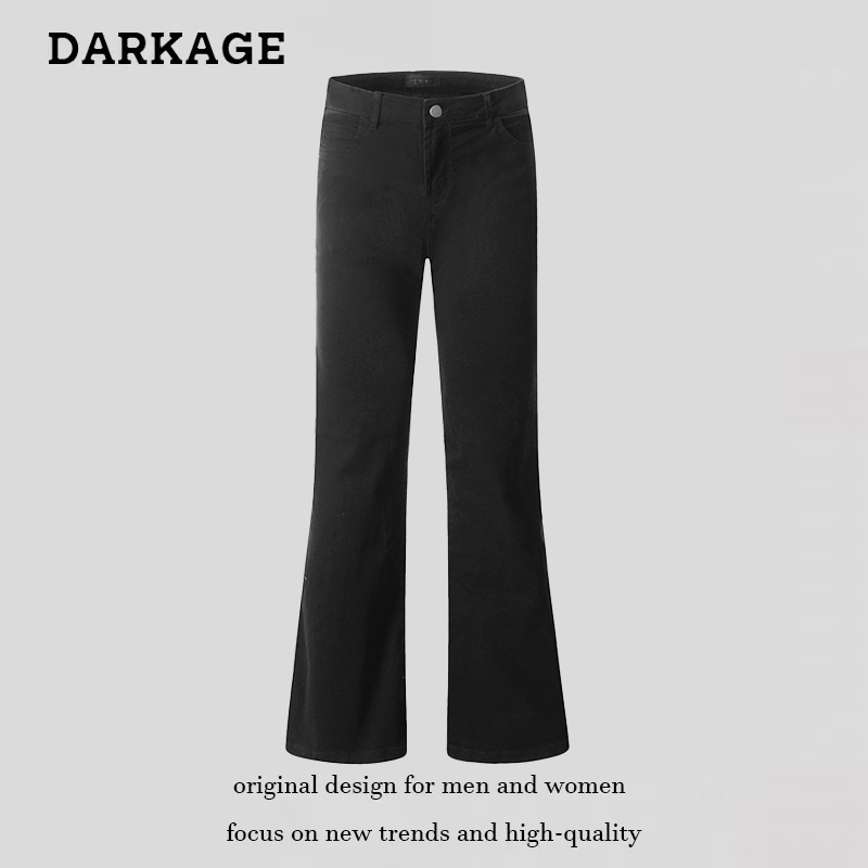 2025 new American vibe pants men's autumn high street flared black jeans boys slim straight versatile