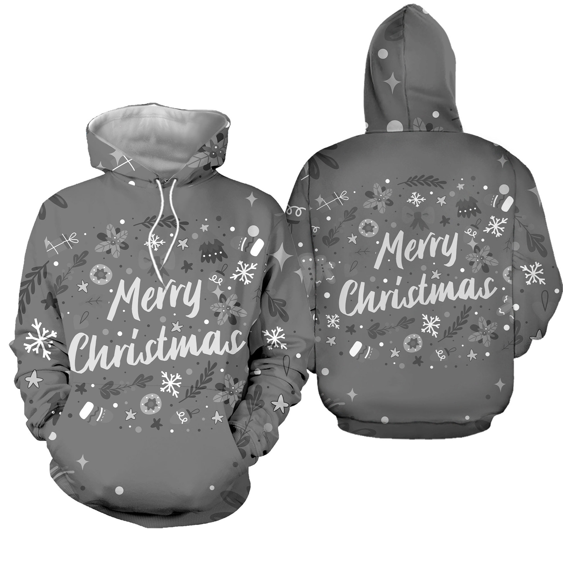 European and American all-match Christmas theme sweatshirt with full print floral Christmas elements and letter hooded sweatshirt with casual style - Image 5
